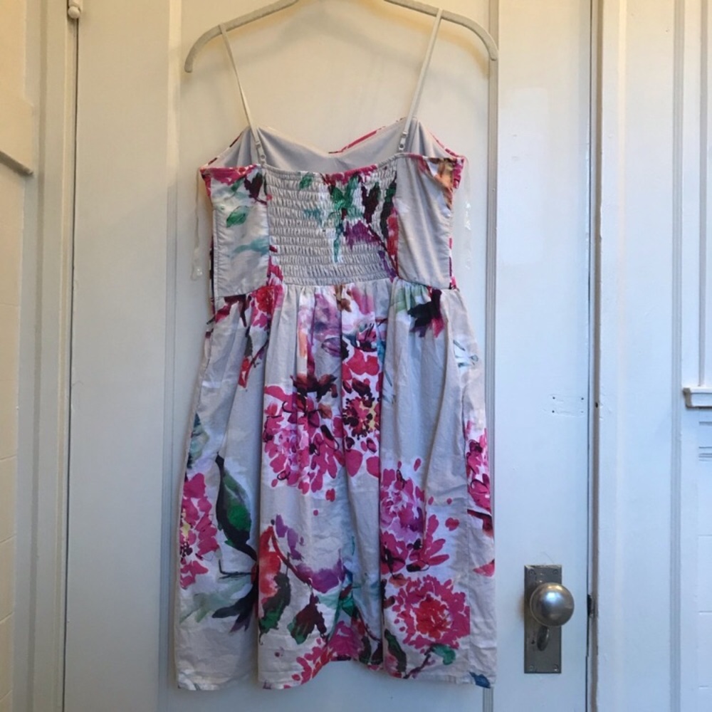 Watercolor Floral Sundress, Cream Pink and Purple, size Medium - Picture 2 of 16